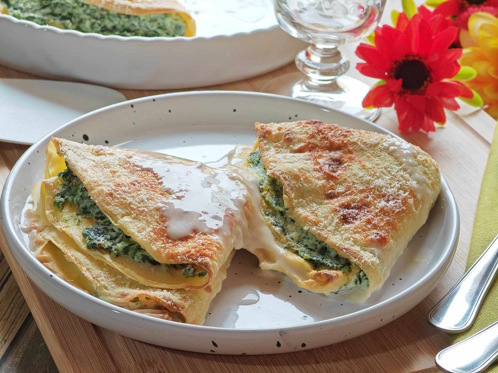 Crespelle met ricotta en spinazie