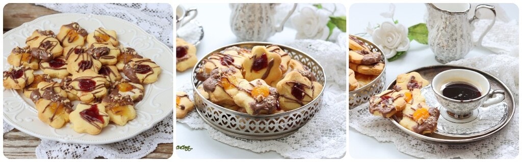 Koekjes met jam en melkchocolade