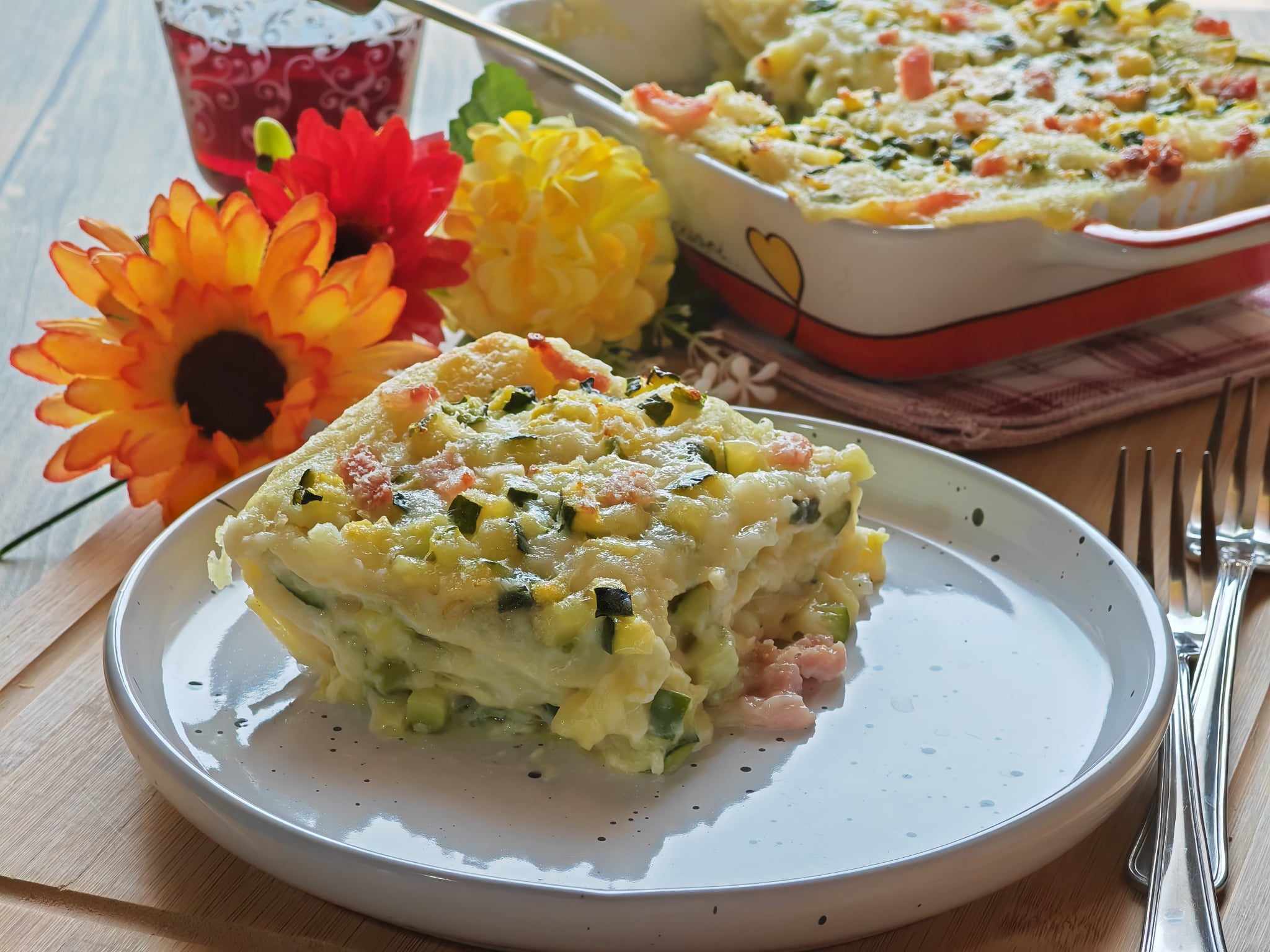 Lasagne met courgettes en speck
