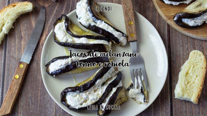 Auberginetaco’s met tonijn en robiola