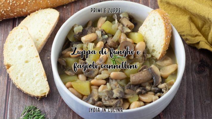 Soep van champignons en cannellinibonen