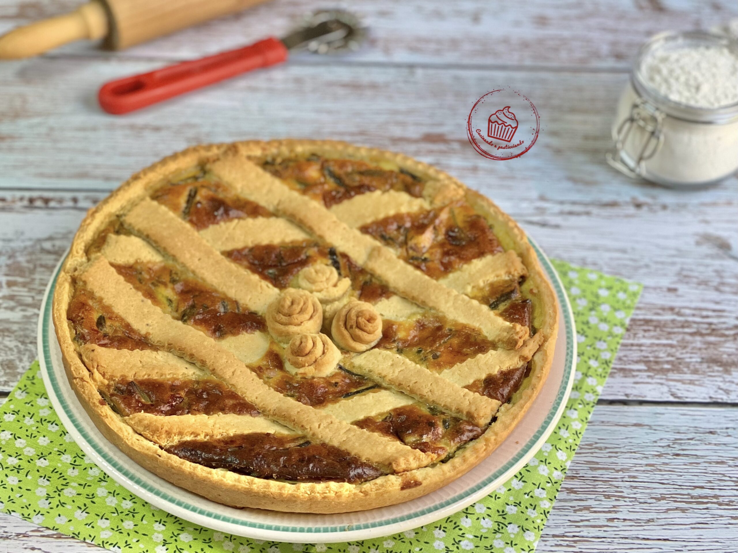 Hartige taart met asperges