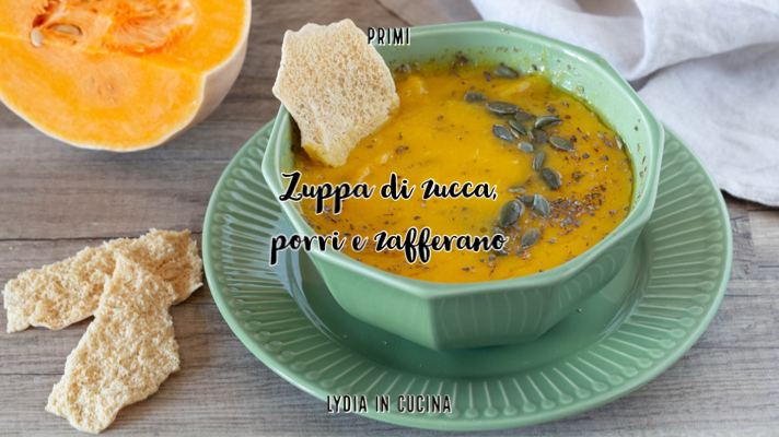 Pompoensoep, prei en saffraan