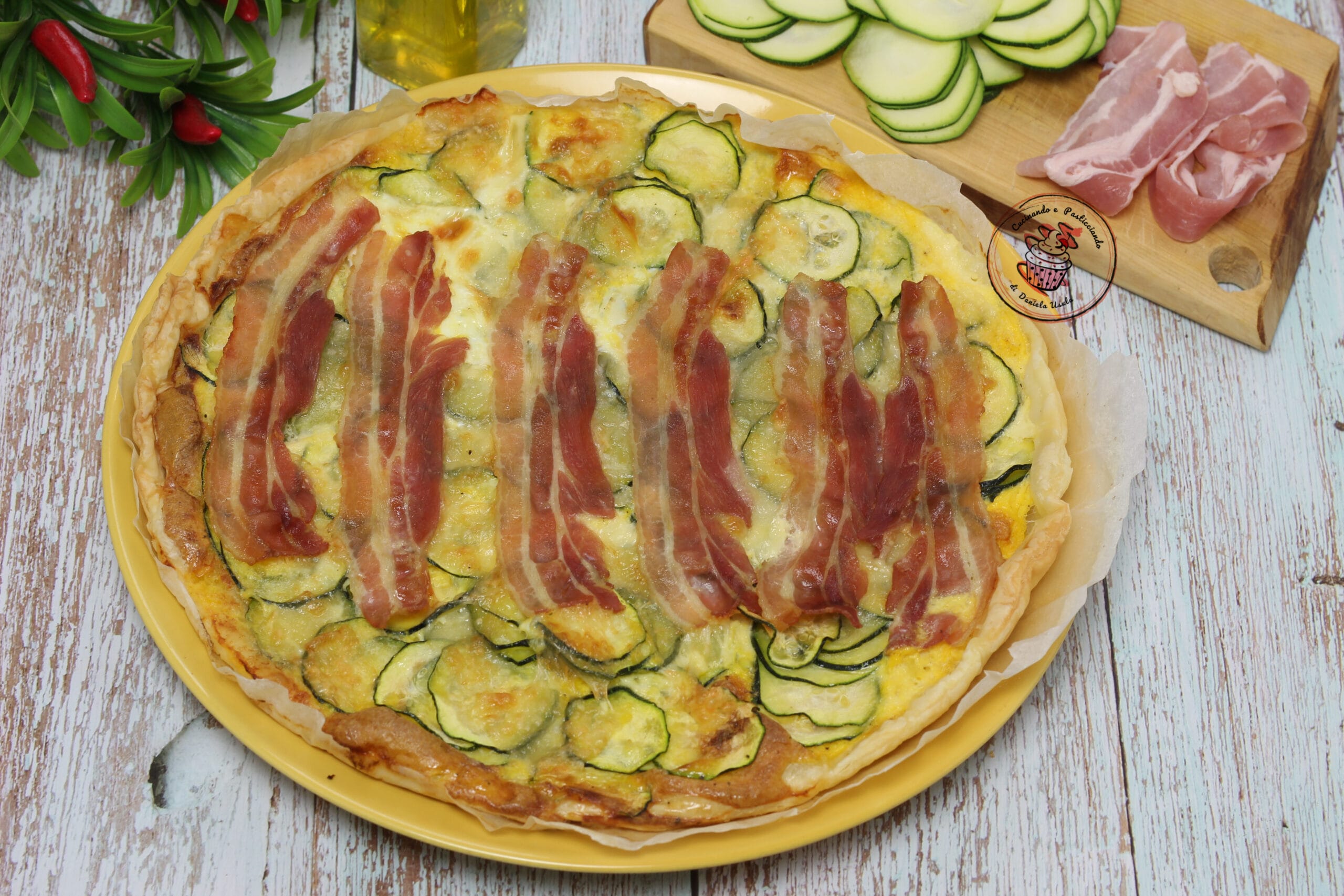 Hartige taart met courgette en spek