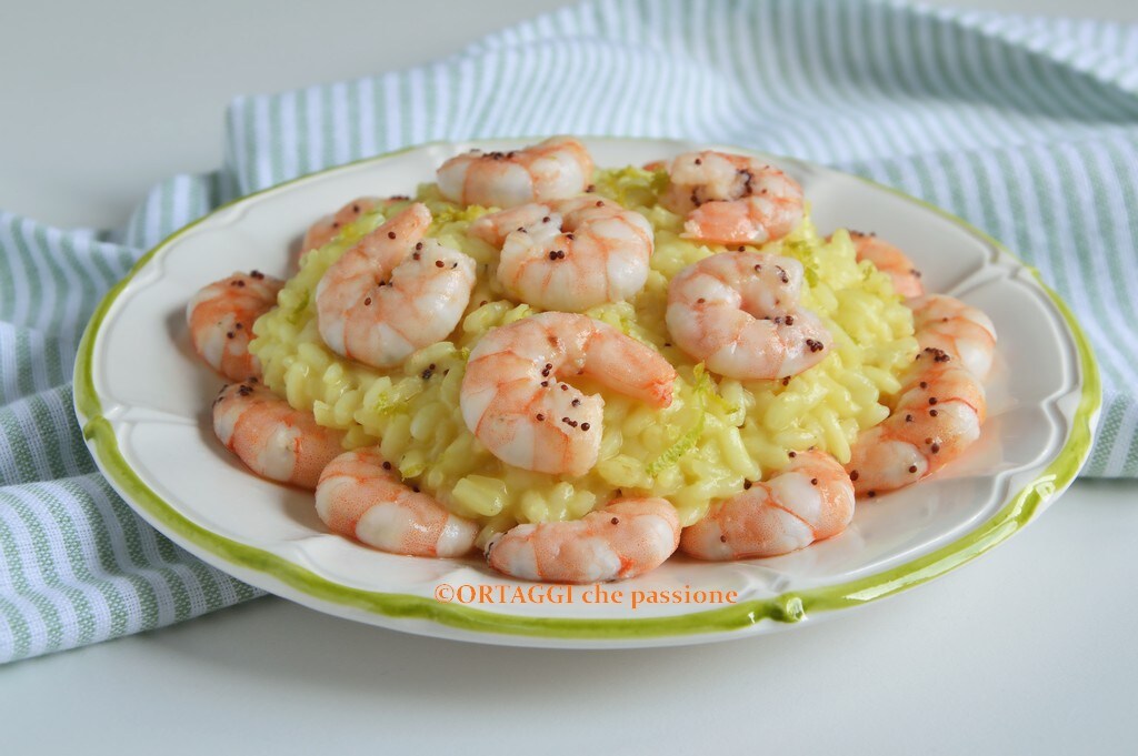 Risotto met citrusvruchten en garnalen