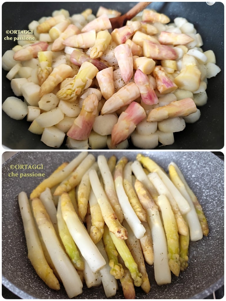 witte asperges in de pan - beter in stukjes of heel