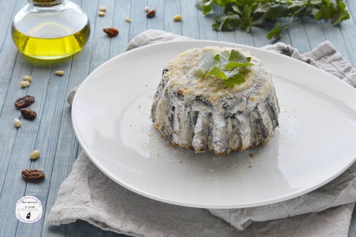 Ansjovis en aardappel taartje
