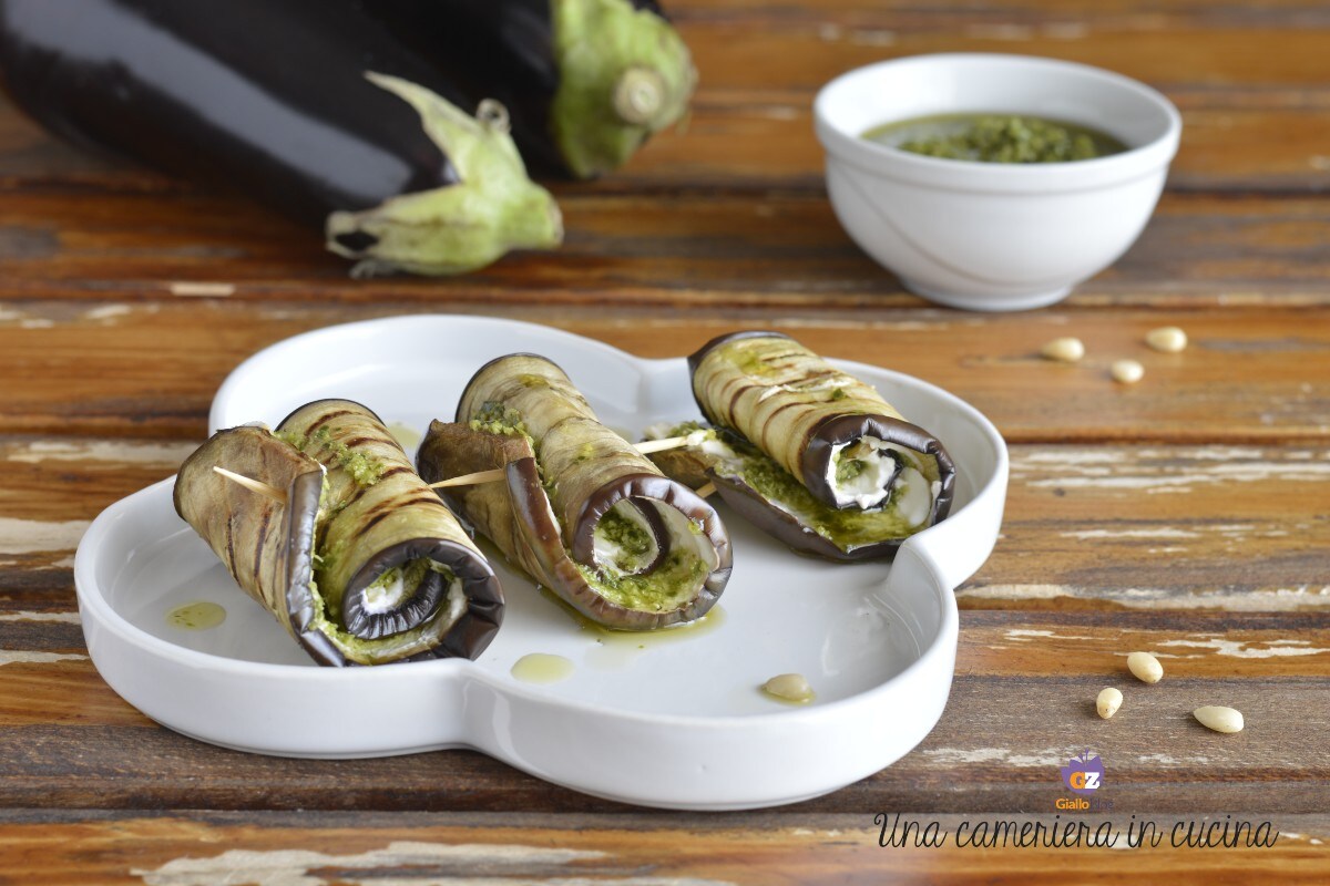 Aubergines met Philadelphia en Pesto