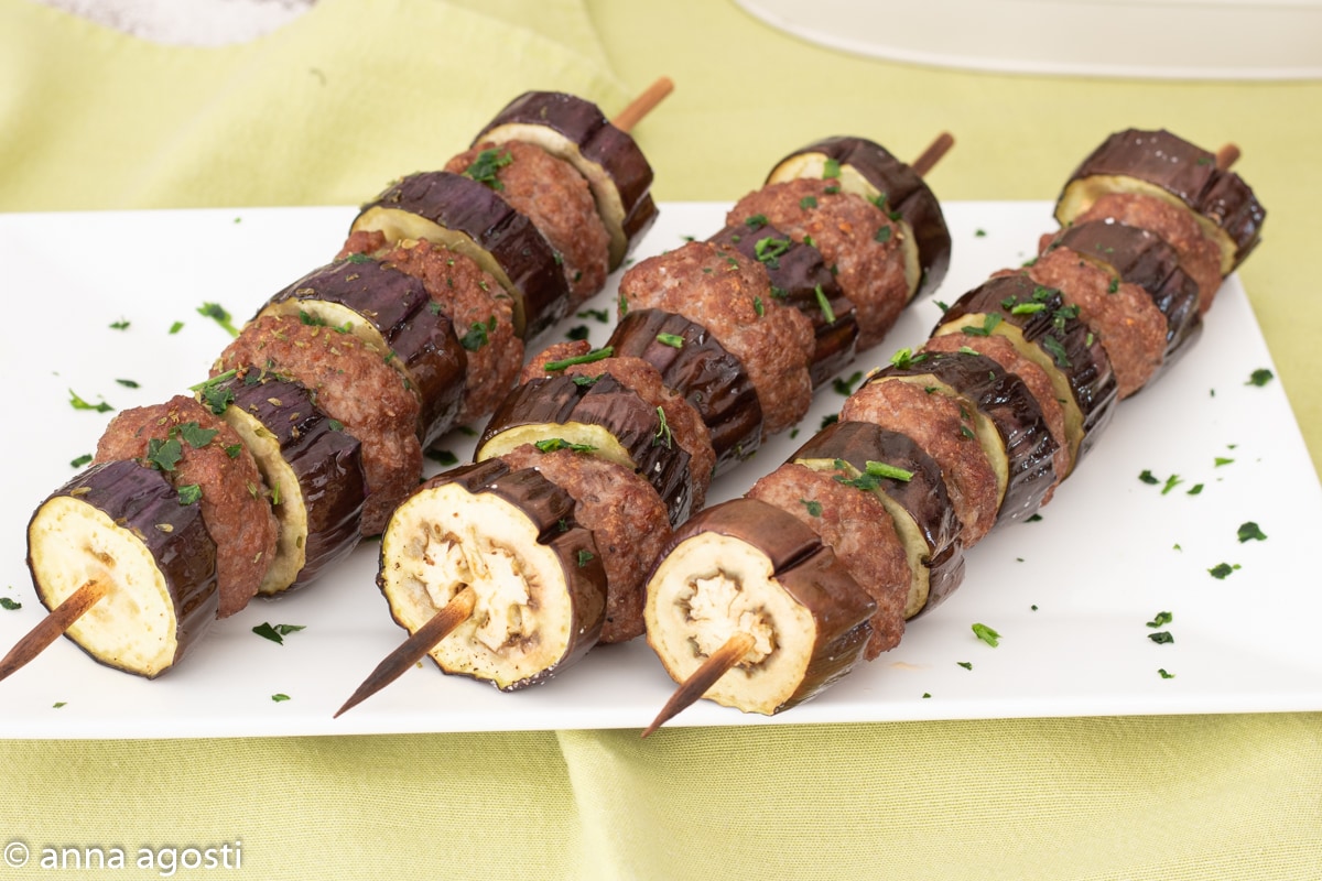 Auberginespiesjes met Gehaktballetjes