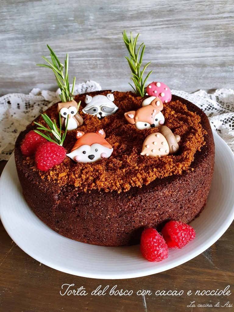 Bos taart met cacao en hazelnoten