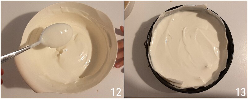 C. mettere la crema allo yogurt greco per la torta fredda al melone