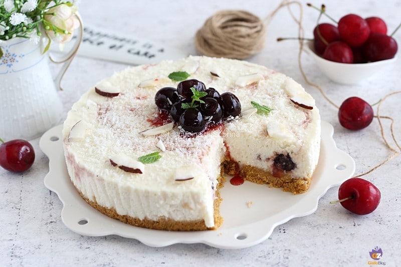 Kersen en kokos cheesecake