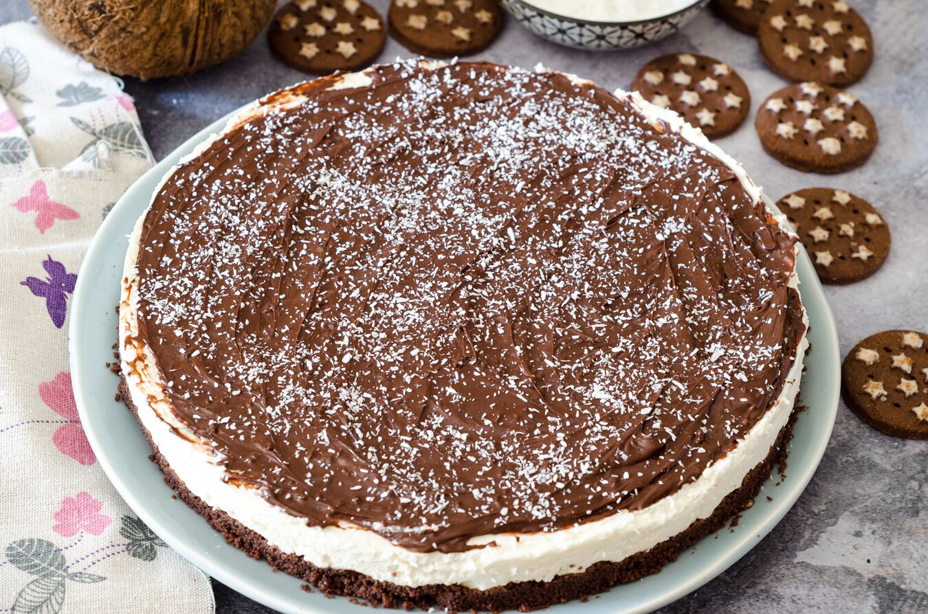 Cheesecake Pan di stelle en kokos zonder bakken en zonder gelatine