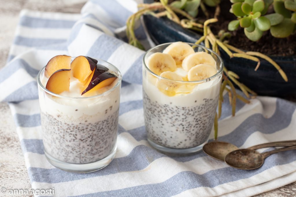 Chia pudding yoghurt en fruit