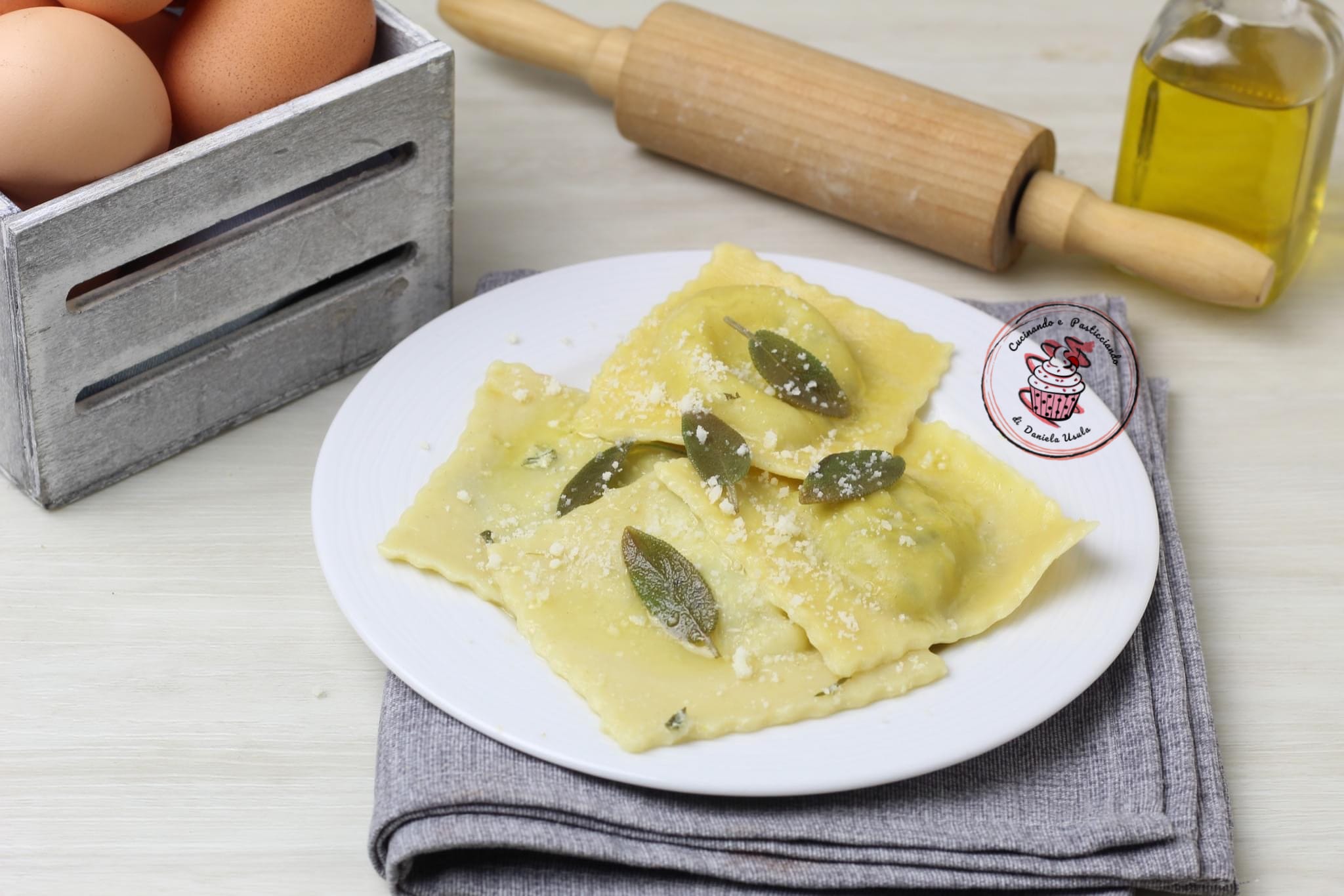 Ravioli boter en salie