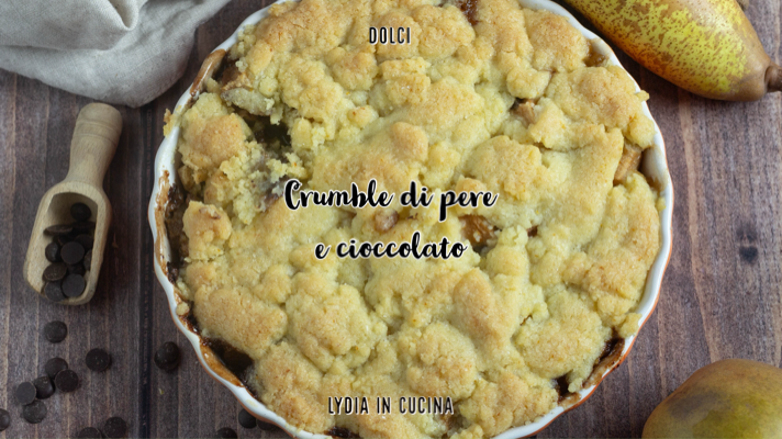 Peren- en chocoladekruimeltaart