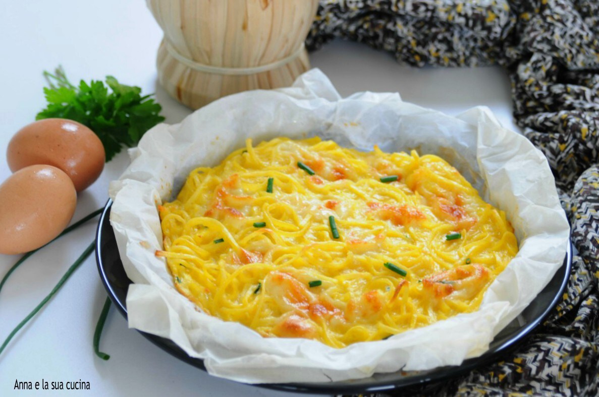Frittata van verse tagliolini met ei