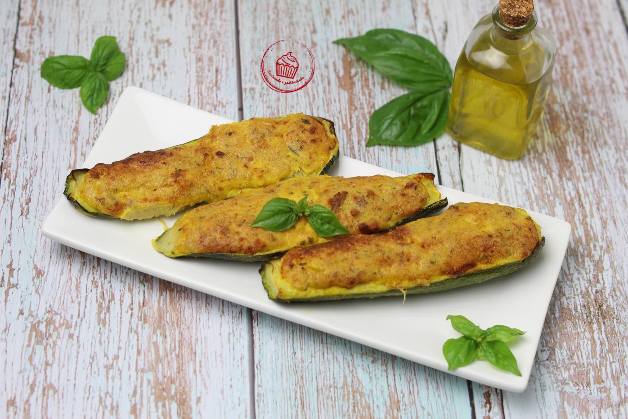 Gevulde courgettes bereid in de airfryer