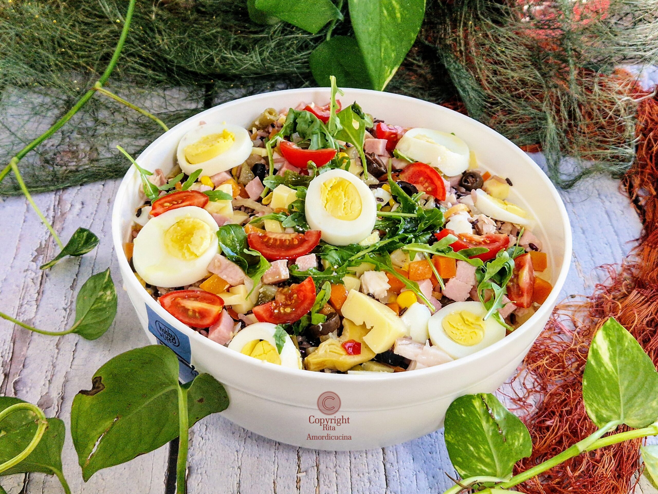 De rijstsalade met een lage glycemische index