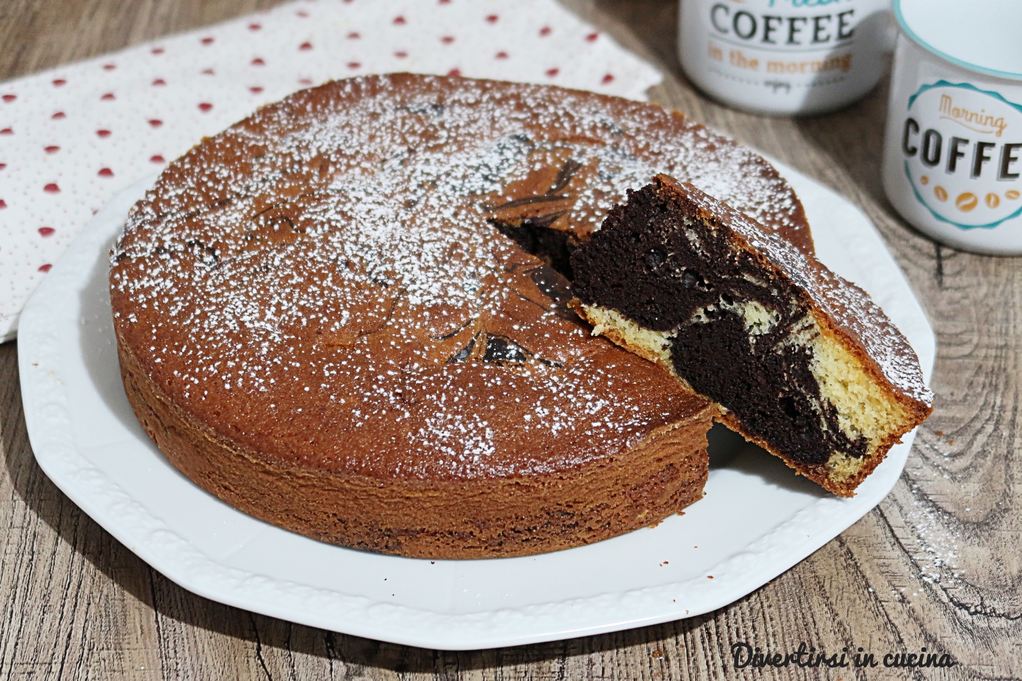 Gemarmerde taart met cacao en Nutella