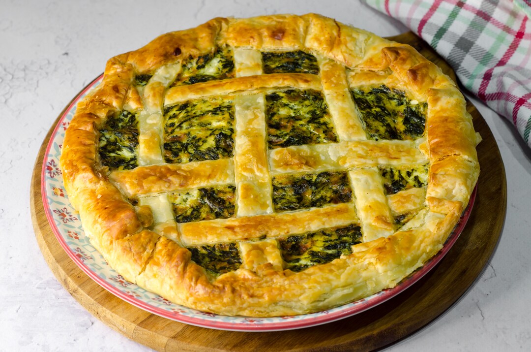 Hartige taart met ricotta en spinazie