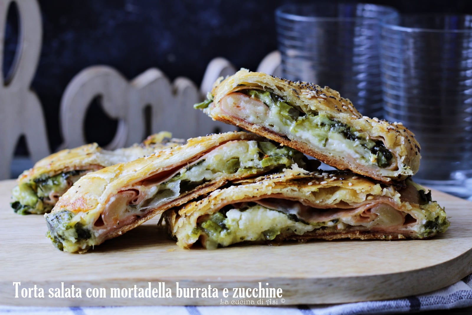 HARTIGE TAART MET MORTADELLA BURRATA EN COURGETTES