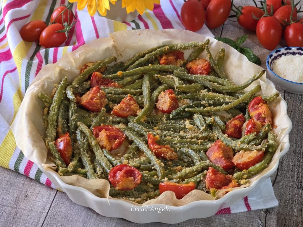 Mediterrane gegratineerde sperziebonen