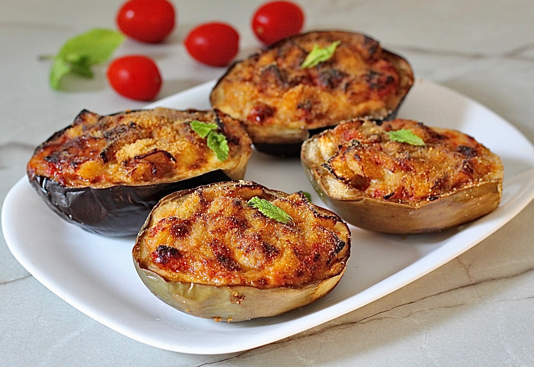 Gevulde aubergines