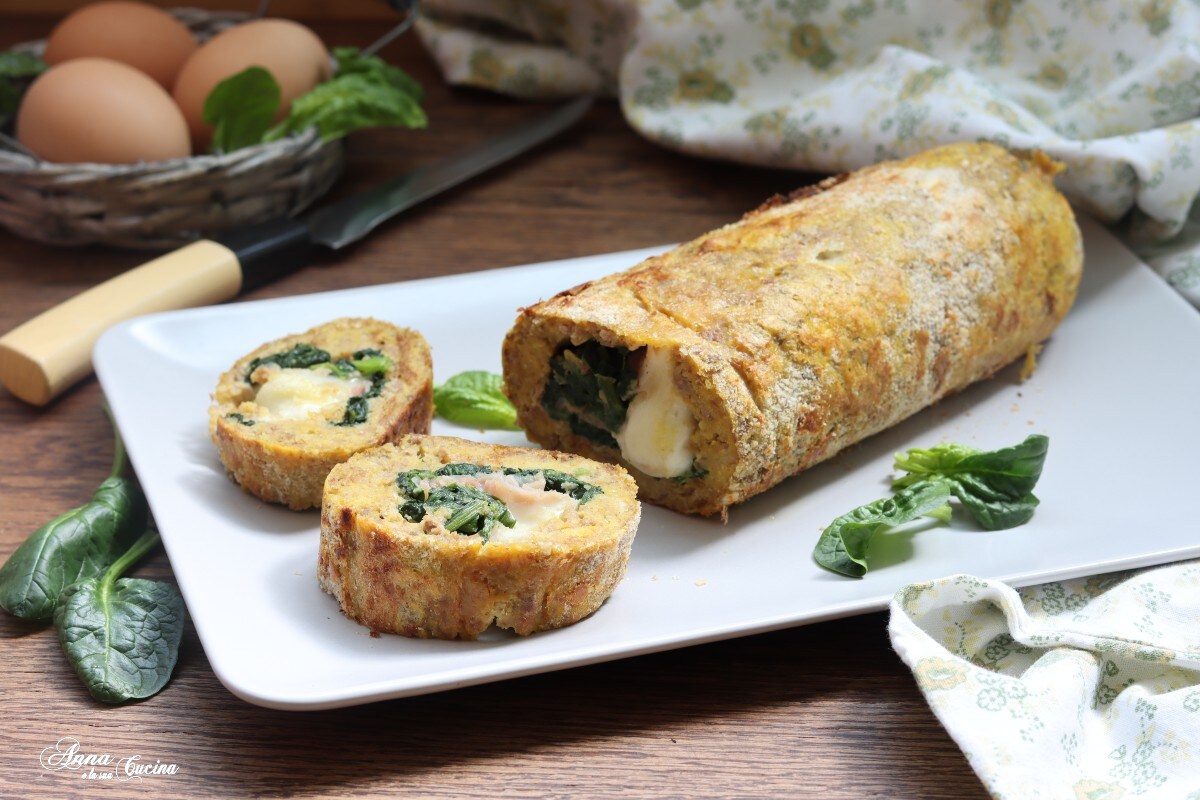 Gehaktbrood gevuld met spinazie en provola