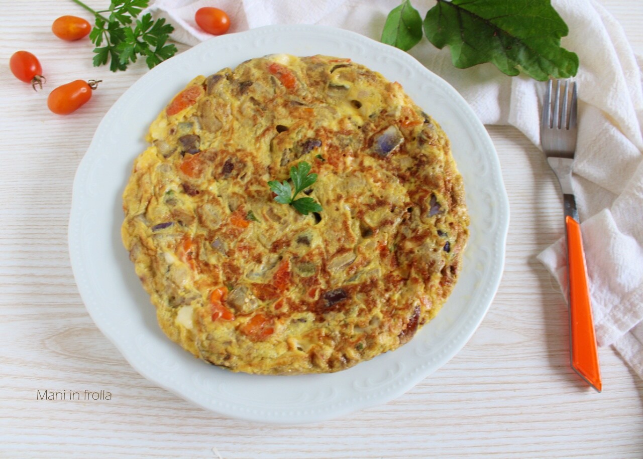 Omelet met Aubergine en Kerstomaatjes