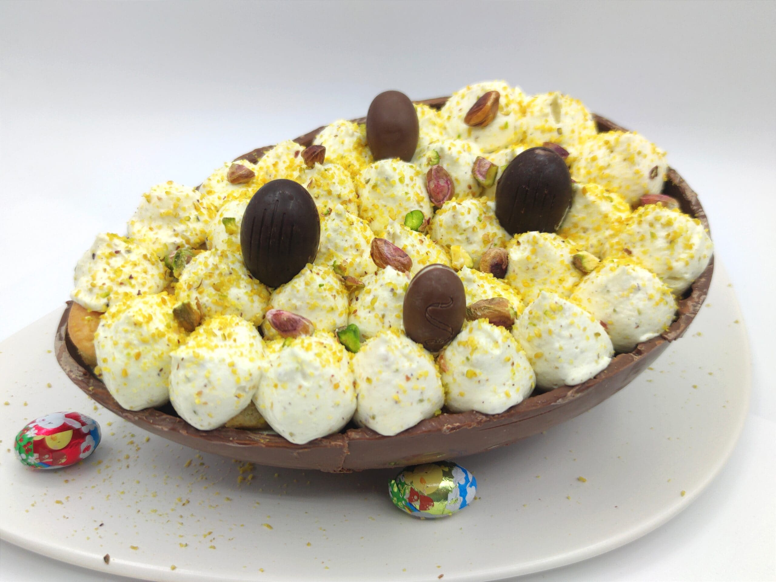 Pistache tiramisu in het chocolade-ei