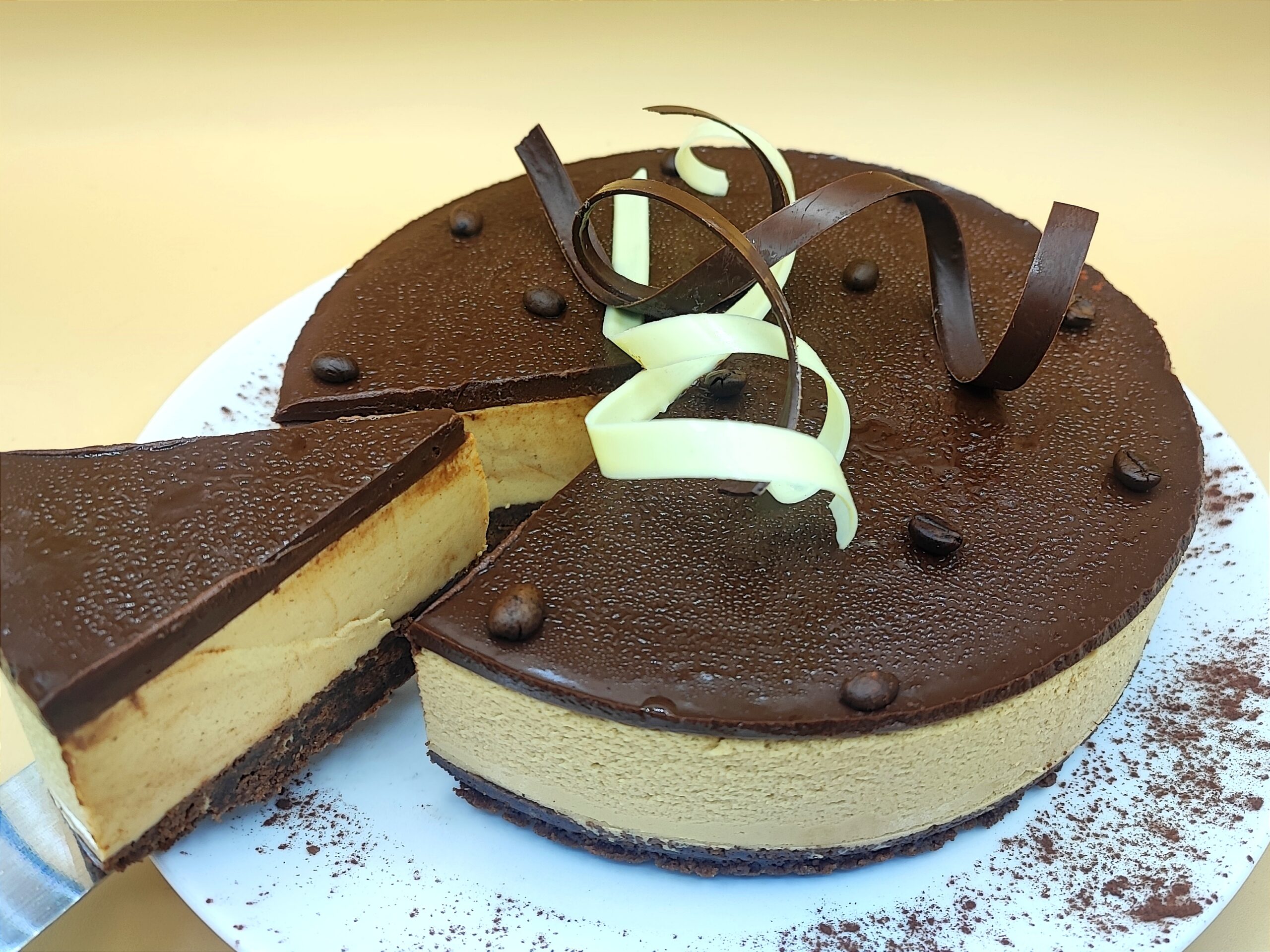 Koffie en chocolade cheesecake (zonder bakken)