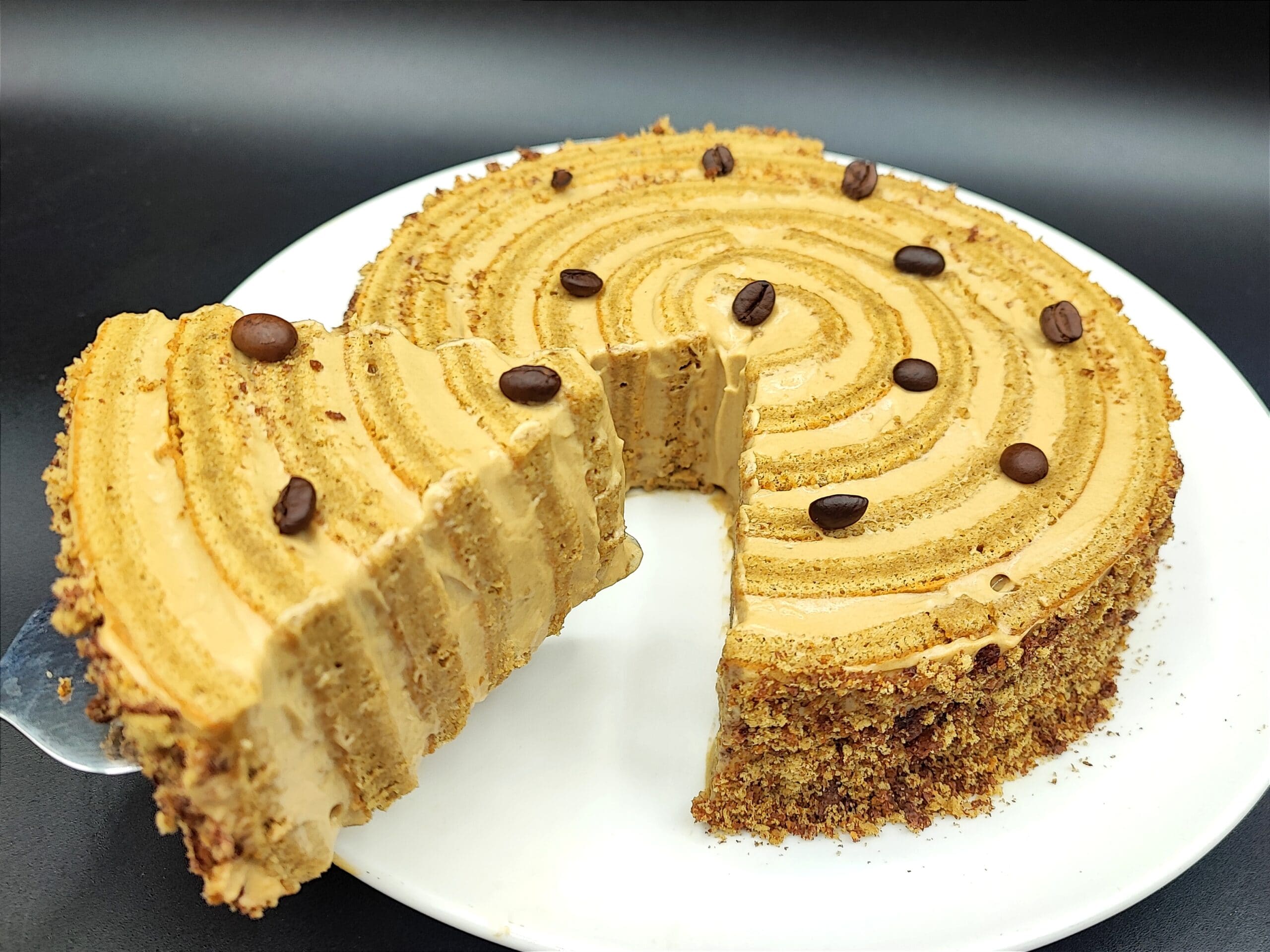 Koffie spiraalcake