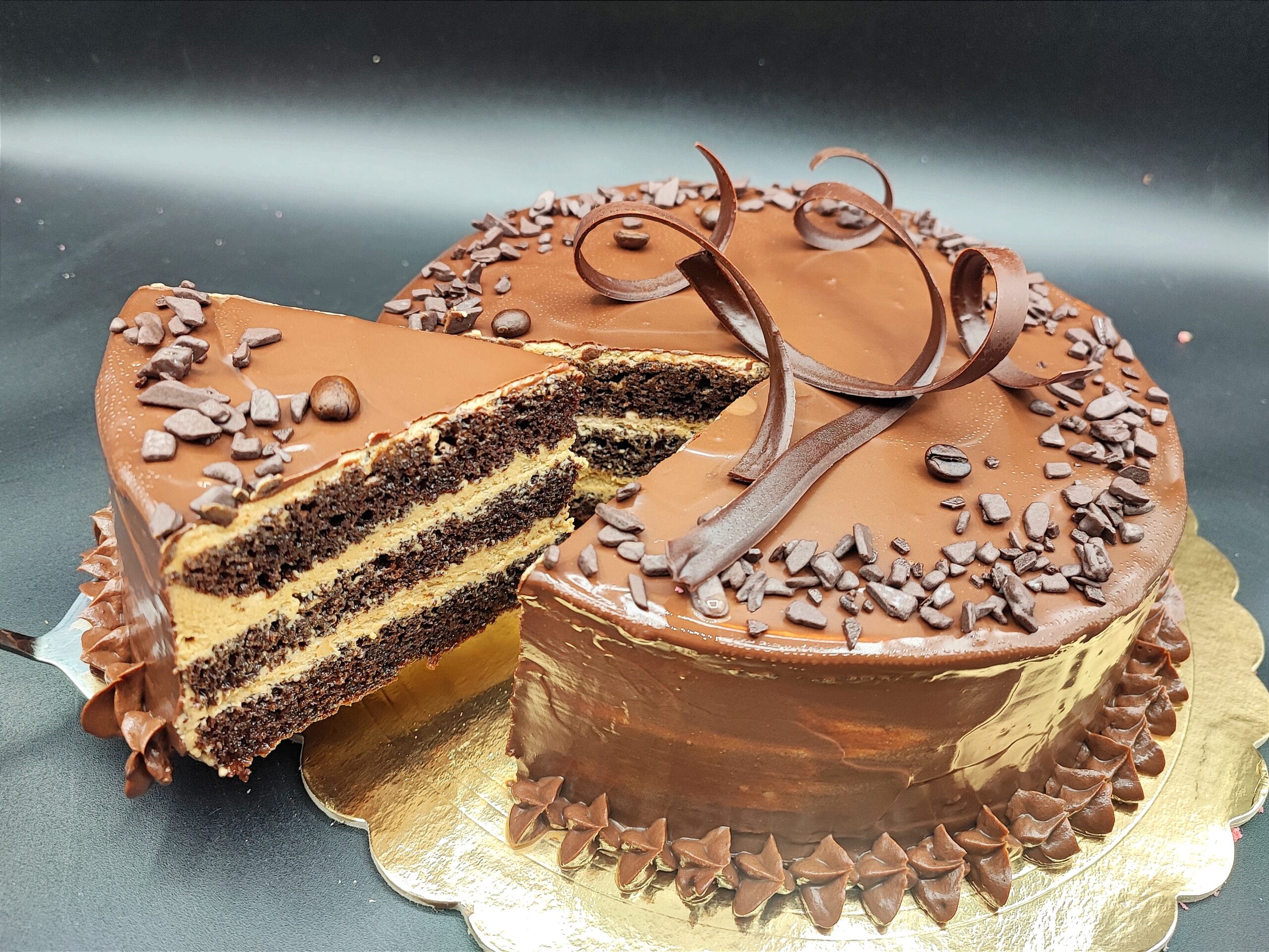 Chocoladetaart en koffieroom