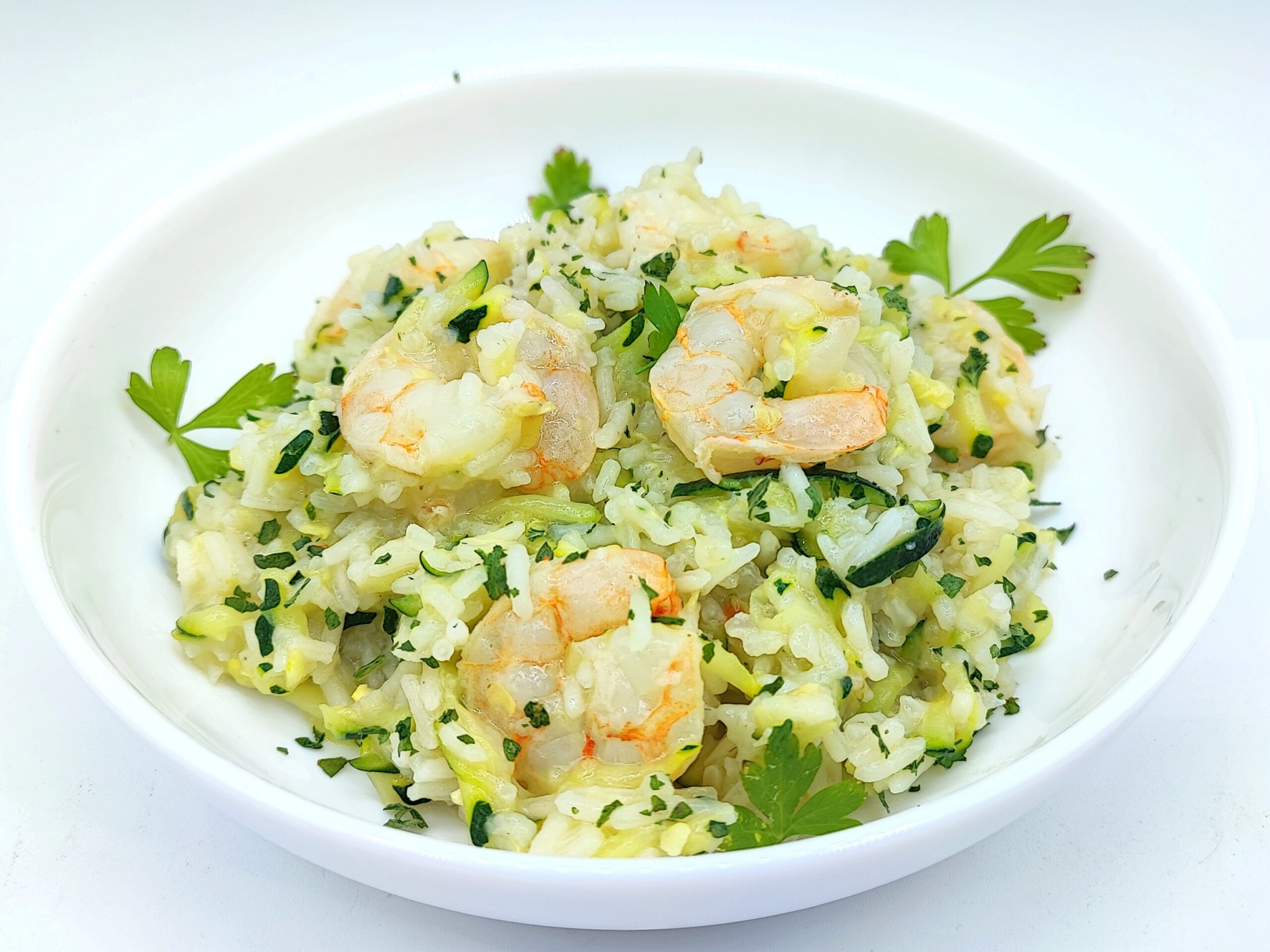 Risotto met courgette en garnalen