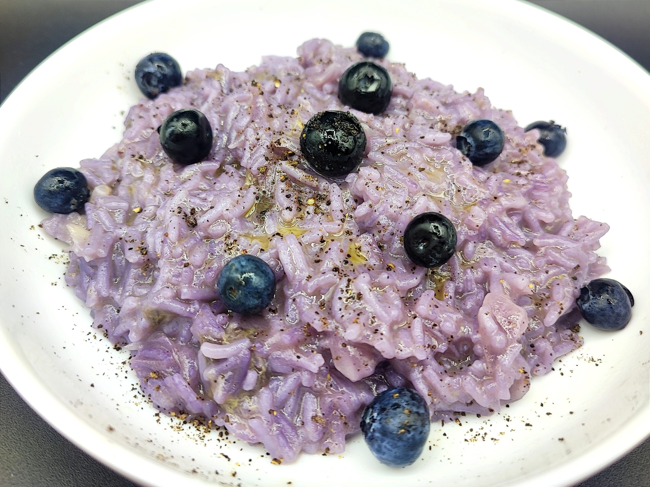 Vegan blauwe bessen risotto