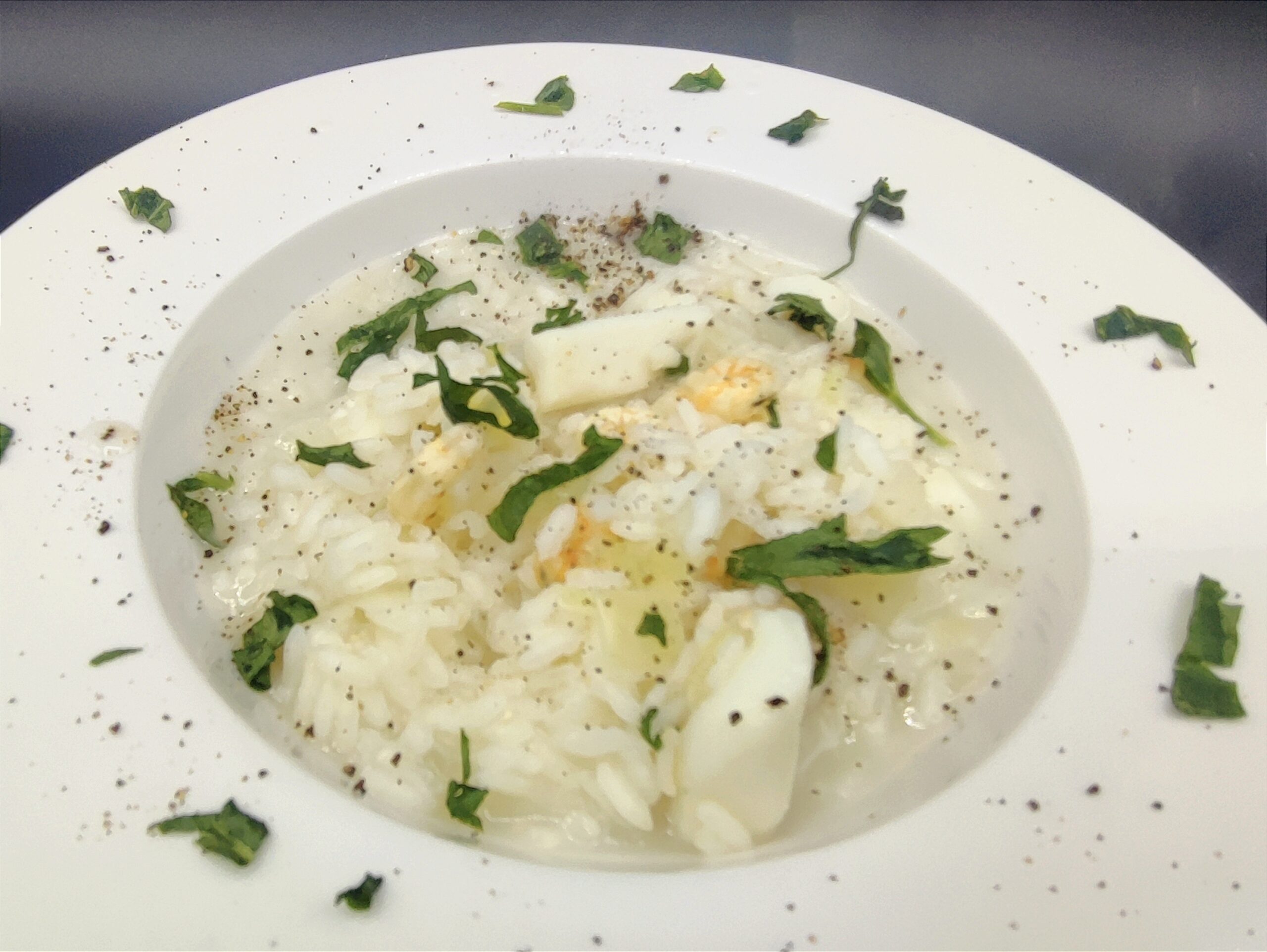 Risotto met inktvis en garnalen
