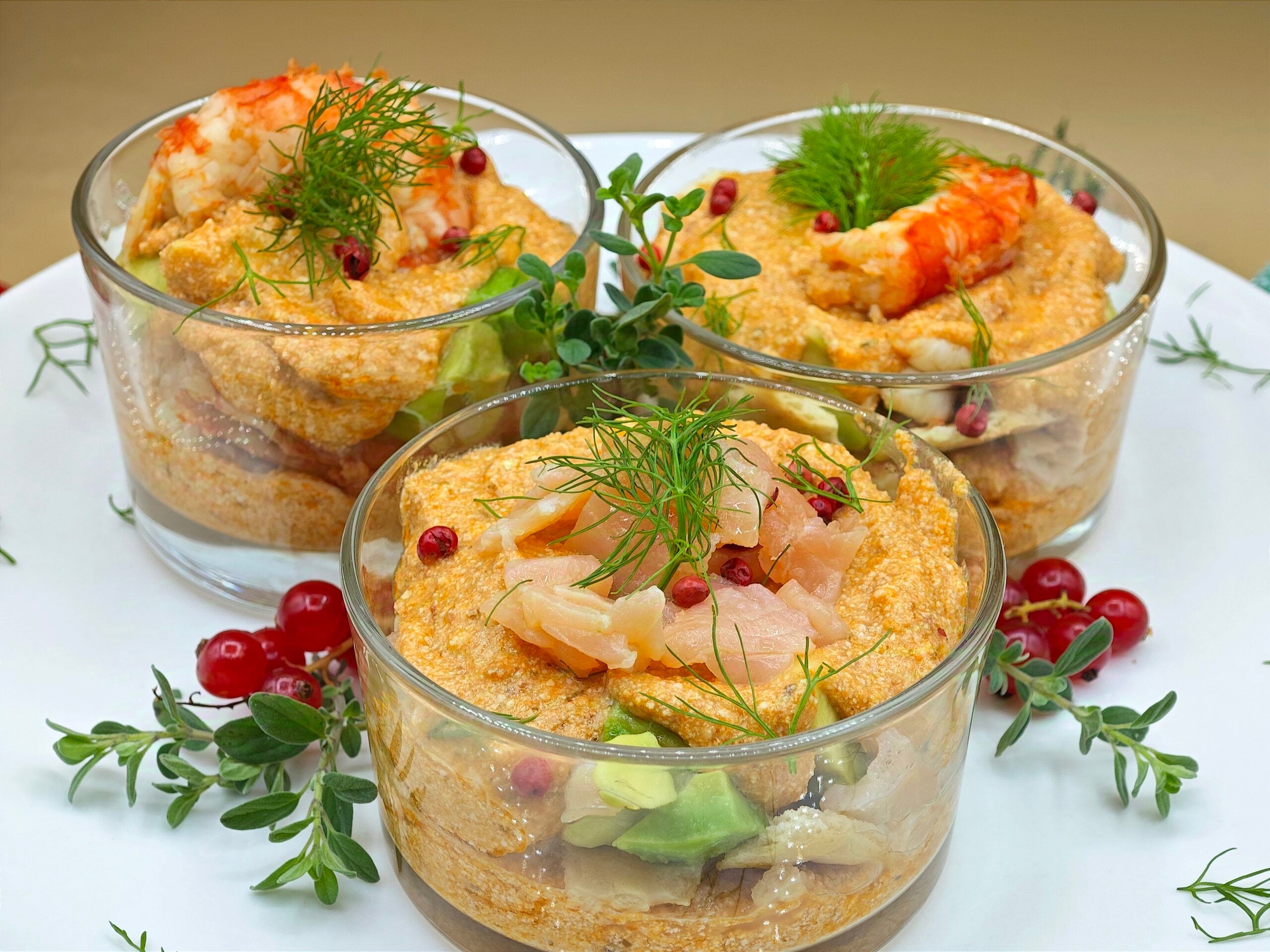 Hartige tiramisu met garnalen en zalm