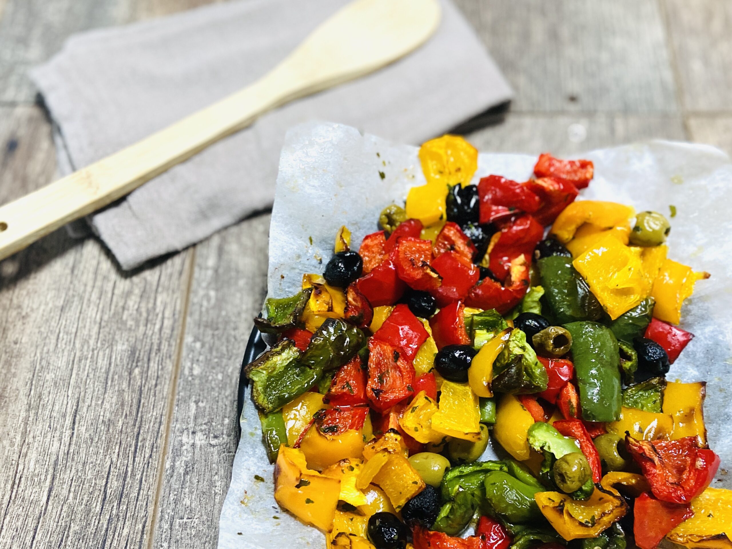 Paprika met olijven in de airfryer