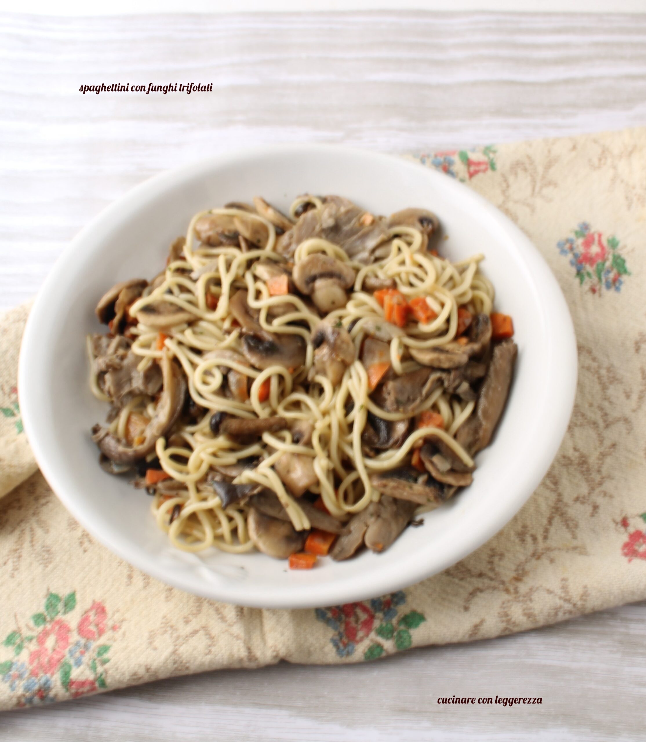 Spaghettini met gebakken champignons