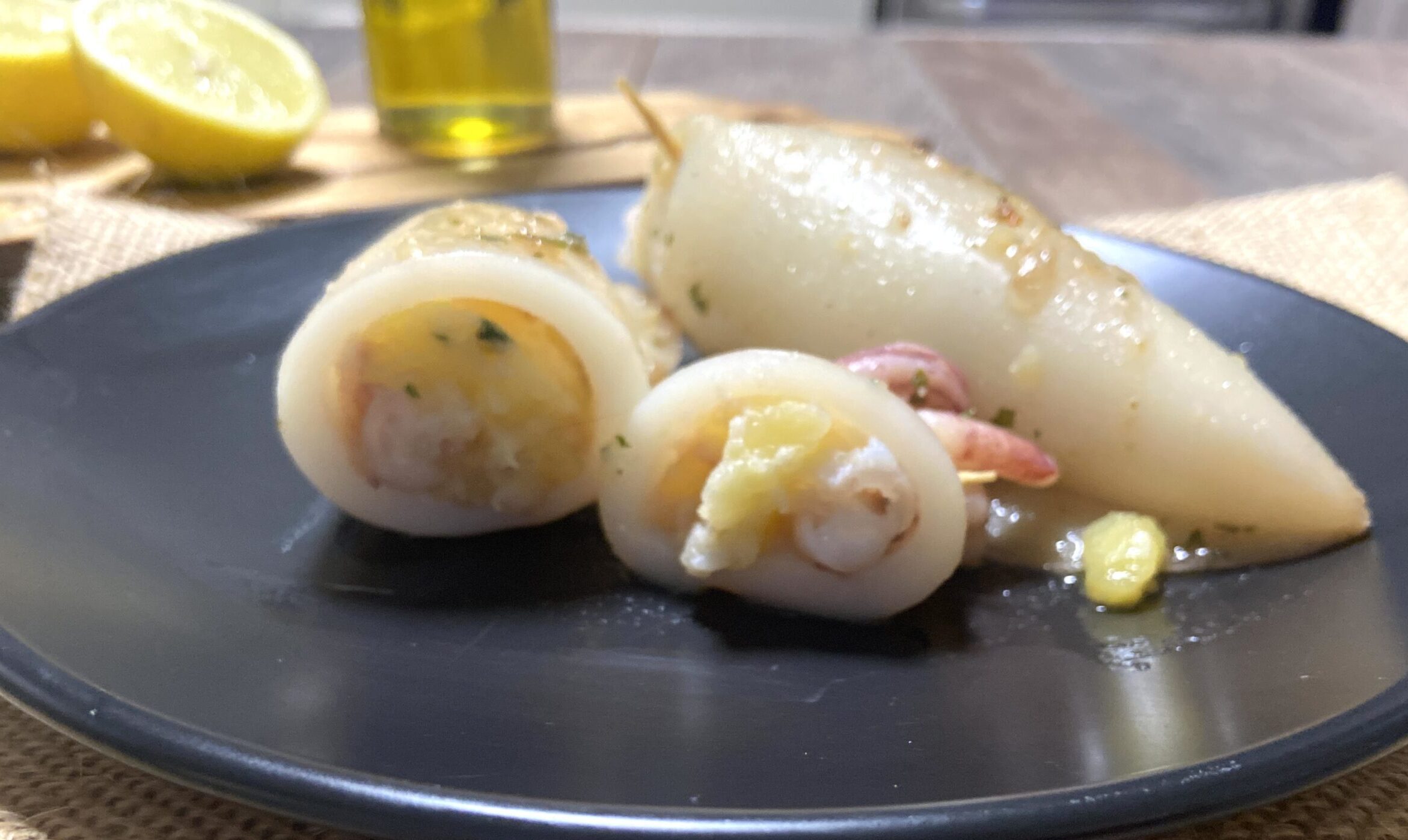 Gevulde inktvis met aardappelen