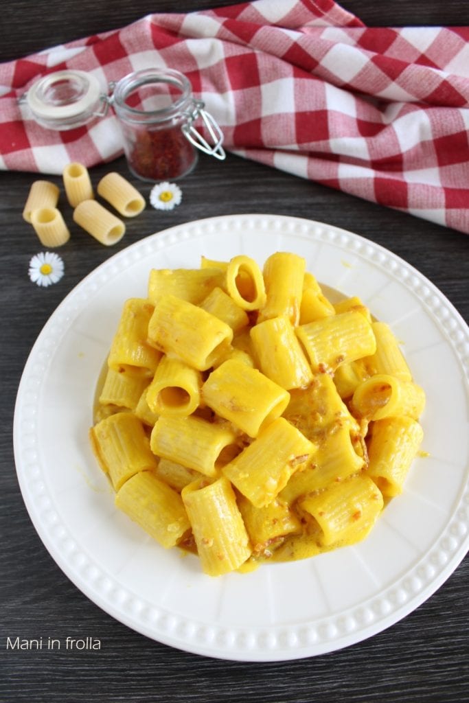 Rigatoni met Speck en Saffraan