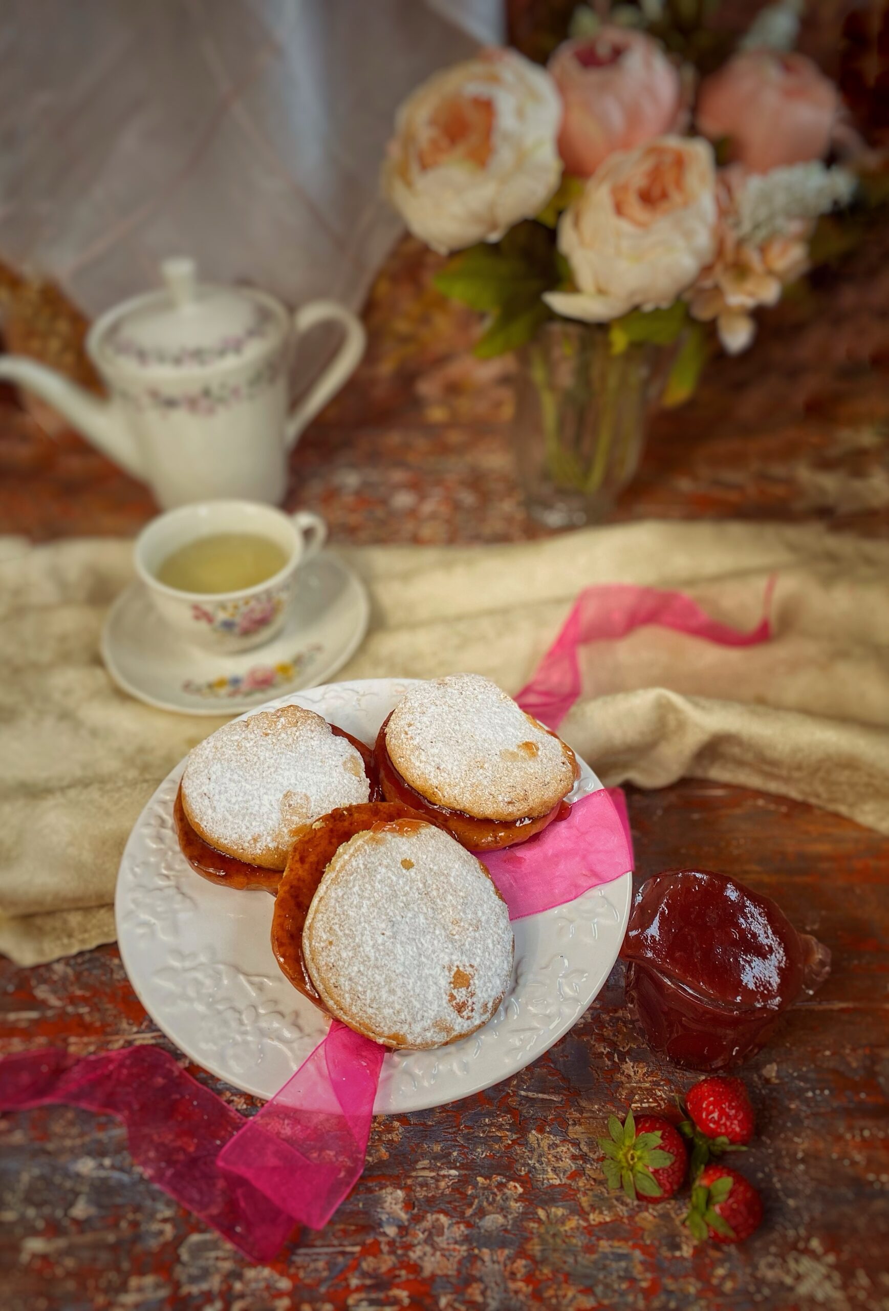 Peruaanse alfajores met aardbeienmanjar (Peru)