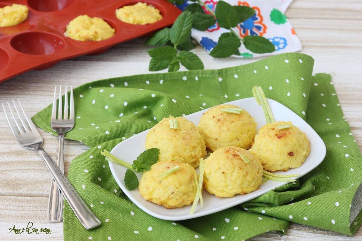 Mini aardappeltaartjes met een hart van courgettes