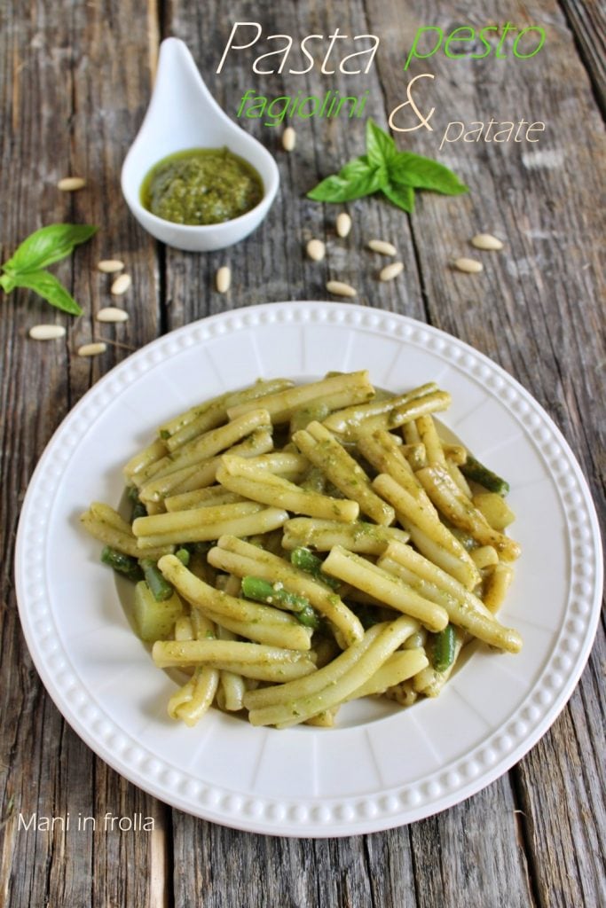 Pasta met Pesto, Sperziebonen en Aardappelen