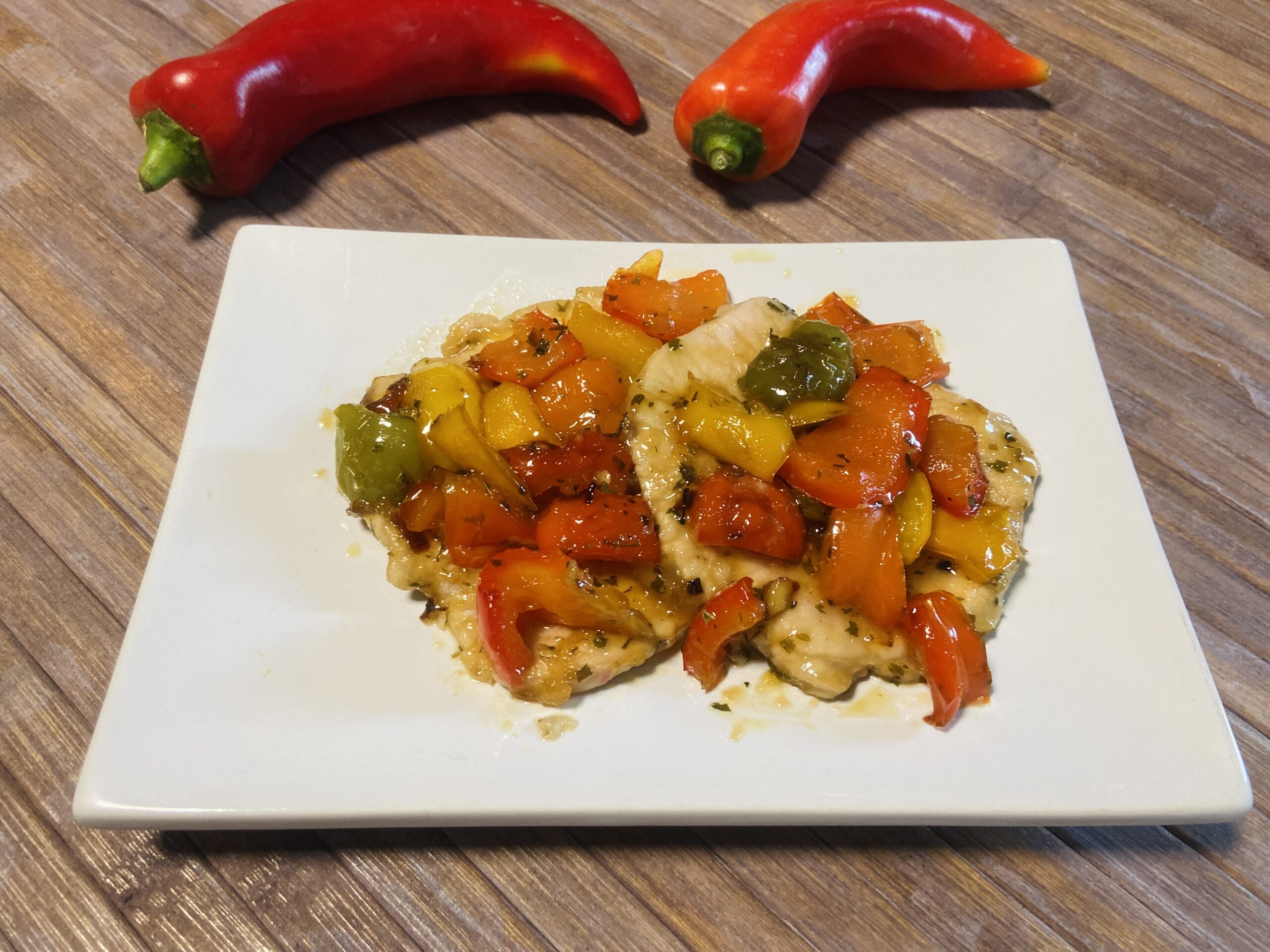 Schnitzels met zoetzure paprika’s