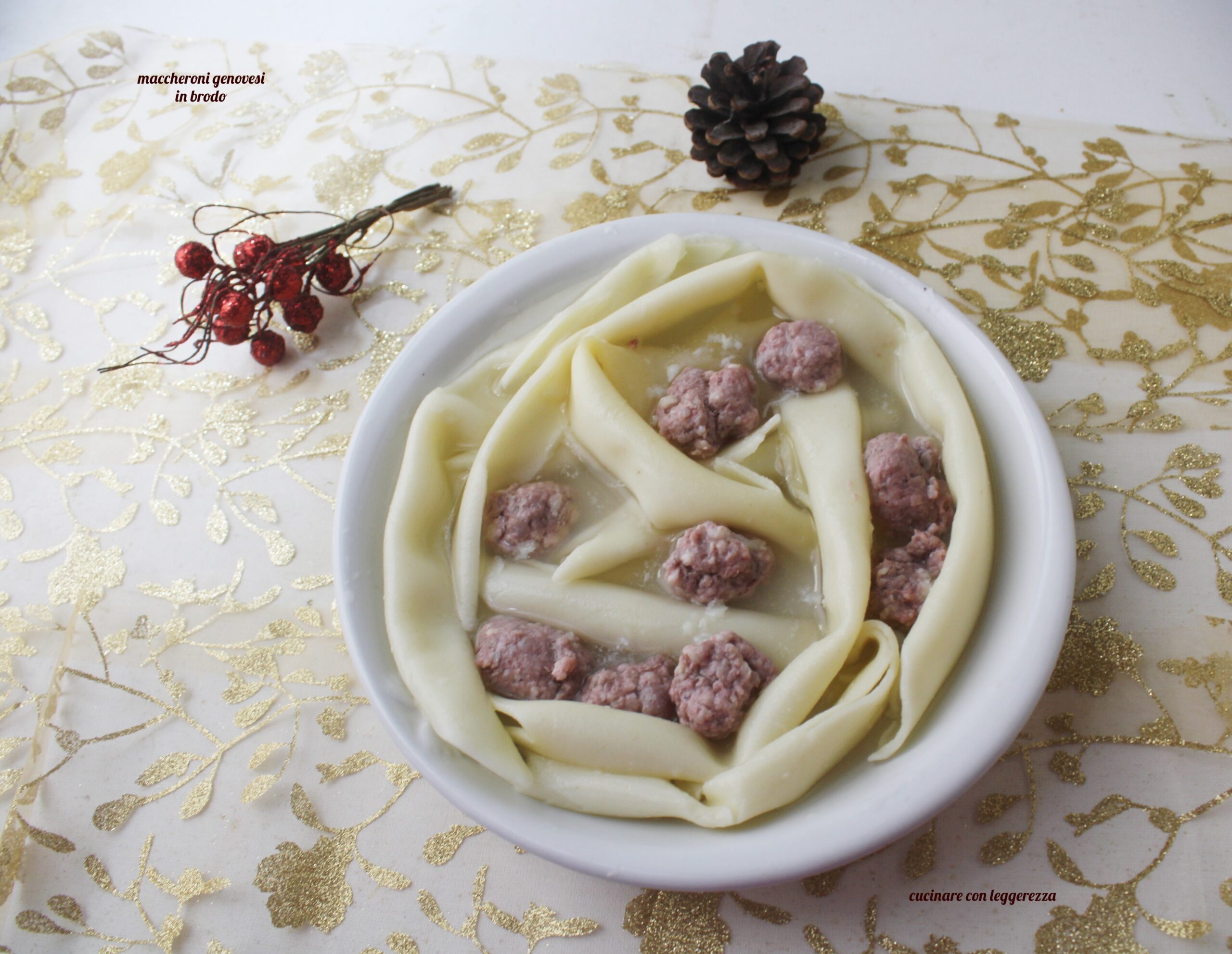 Genovese maccheroni in bouillon