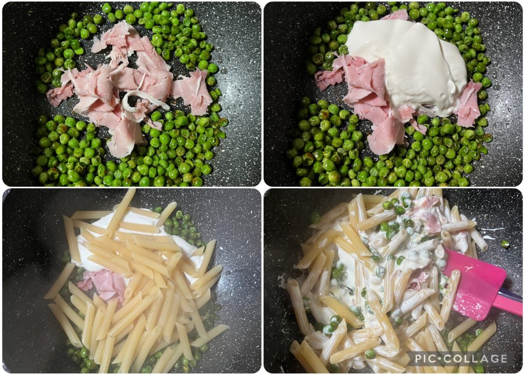 Penne 3 P panna piselli prosciutto