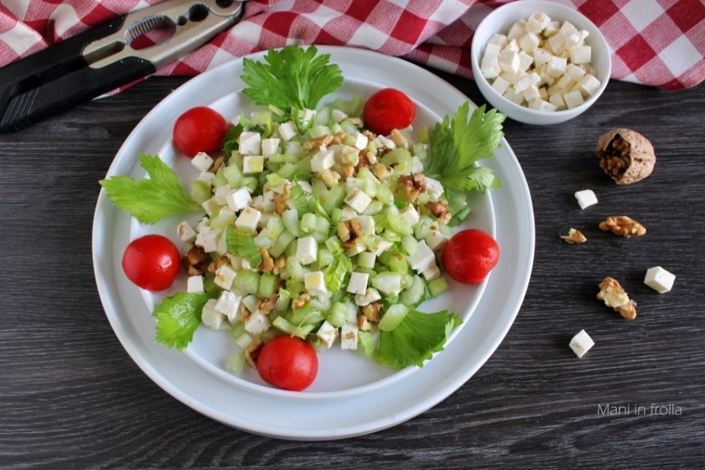 Salade van toma, selderij en walnoten ... typisch voorgerecht uit Piemonte