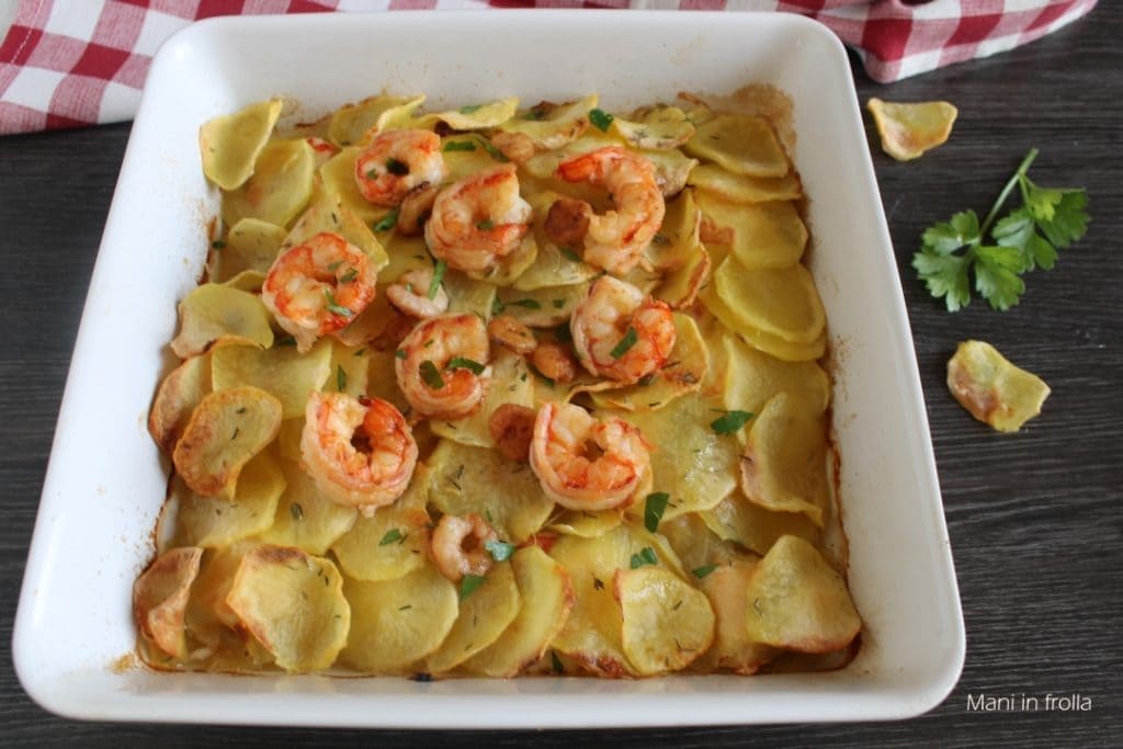 Zalm uit de oven met Aardappelen en Garnalen